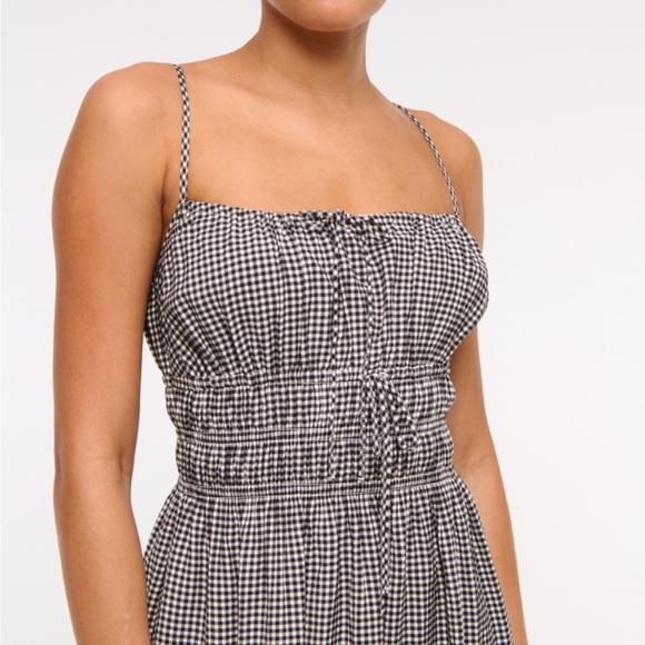 Gingham Smocked Tie Front Maxi Dress - Picture 2 of 7